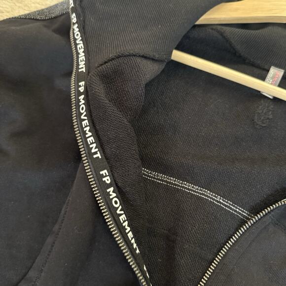Free People Movement High Jump Full Zip Up Track Jacket Oversized Black Medium - Picture 5 of 13